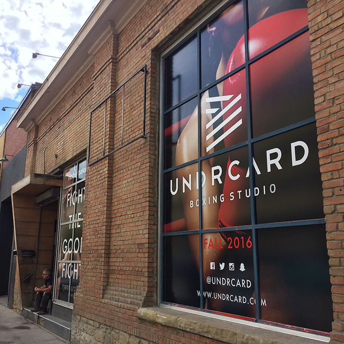 Example of Storefront Signs for Undrcard Boxing Studio